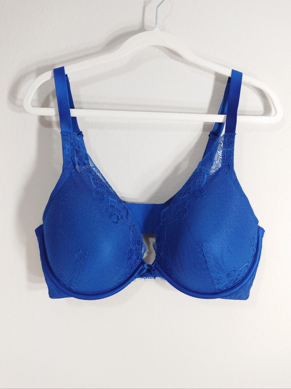 Ambrielle 40DD Blue Lace Plunge Push Up Underwire Bra